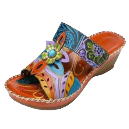 Damen komfortable Riemensandalen mit floralem Design und dekorativen Akzenten EB