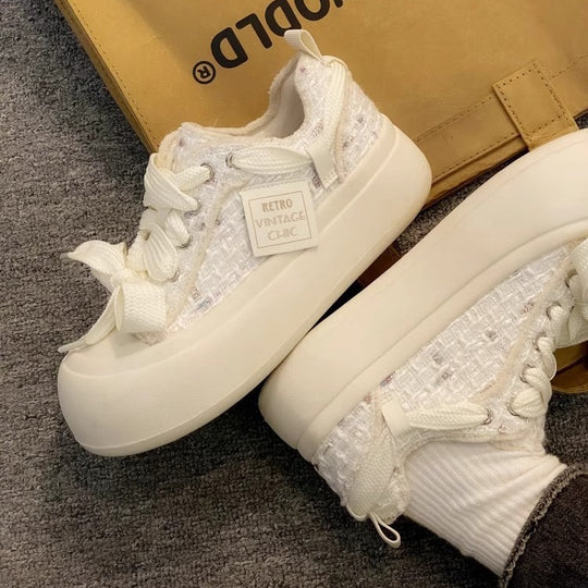 Damen Vintage Sport Sneakers mit komfortabler Gummisohle und weichem Obermaterial EB