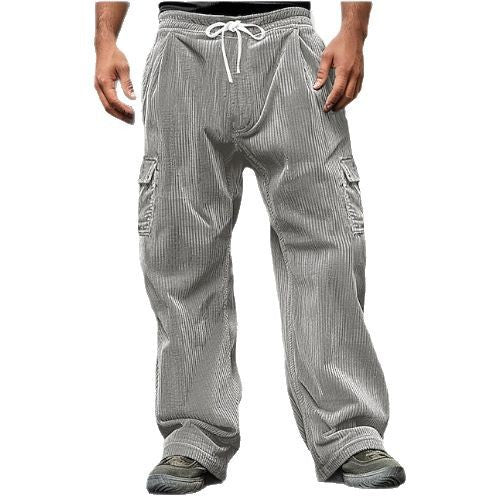 Herren nan Cord-Optik Cargo-Jogger mit Tunnelzug, elastischem Bund und aufgesetzten Klapptaschen EB
