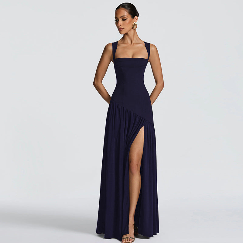 Damen Elegantes Abendkleid mit asymmetrischem Schnitt und tiefem Schlitz EB