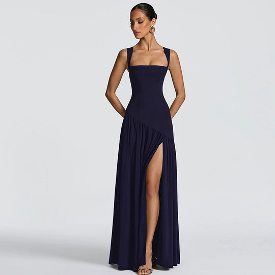 Damen Elegantes Abendkleid mit asymmetrischem Schnitt und tiefem Schlitz EB