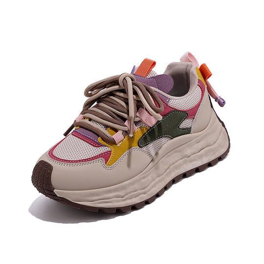 Damen Sportliche Chunky Sneakers mit elastischem Schnürsystem und farbenfrohen Akzenten EB