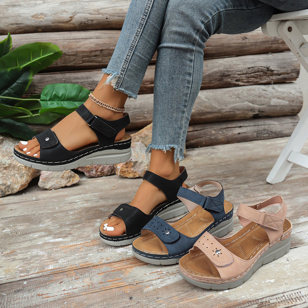 Damen Komfort-Sandalen mit verstellbarem Klettverschluss und rutschfester Sohle EB