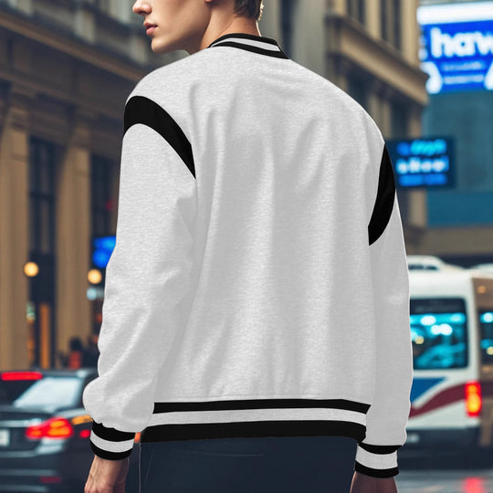 Herren Sportliche Collegejacke mit kontrastrierenden Ärmeln und Knopfdetails EB