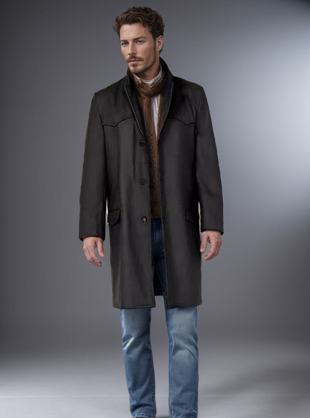 Herren eleganter Wollmantel mit modernen Akzenten EB