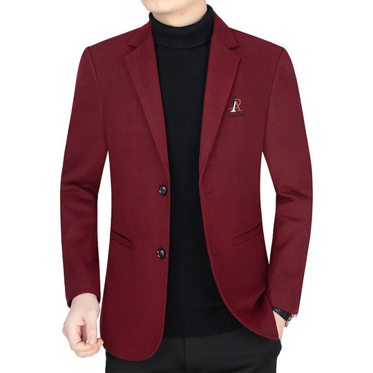 Herren Slim-Fit Wollmix-Sakko mit Revers und Brustlogo EB
