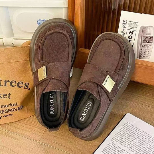 Damen Chunky Clogs aus weichem Wildleder mit verstellbarem Klettverschluss EB