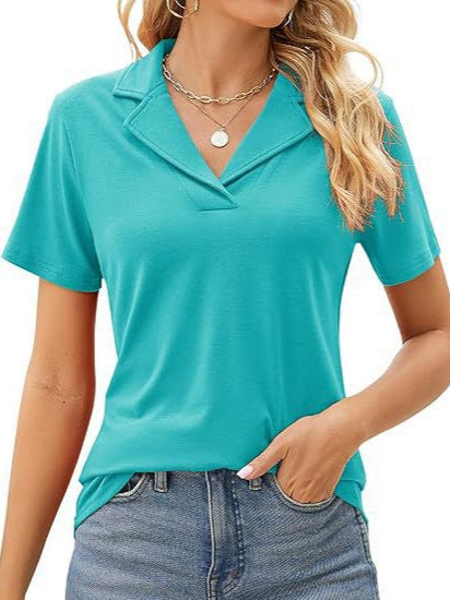 Damen Poloshirt mit kurzem Arm und modernem Kragen EB