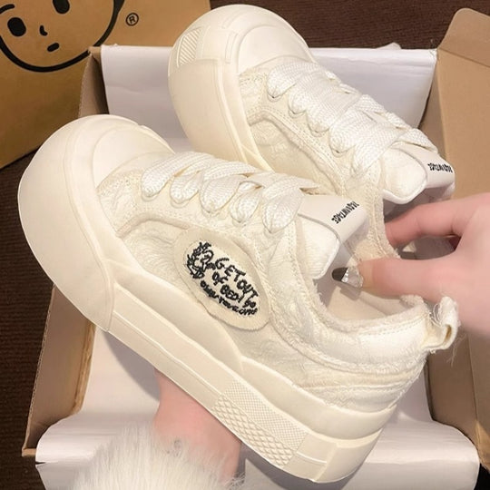 Damen modische Sneaker mit stylischem Fleece-Einsatz EB