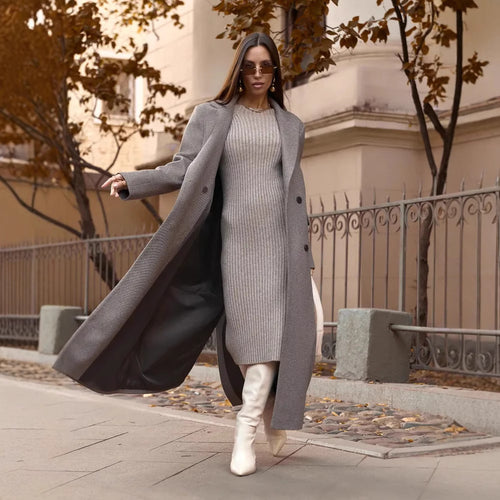 Damen Eleganter Doppelreiher-Mantel mit strukturierten Details EB