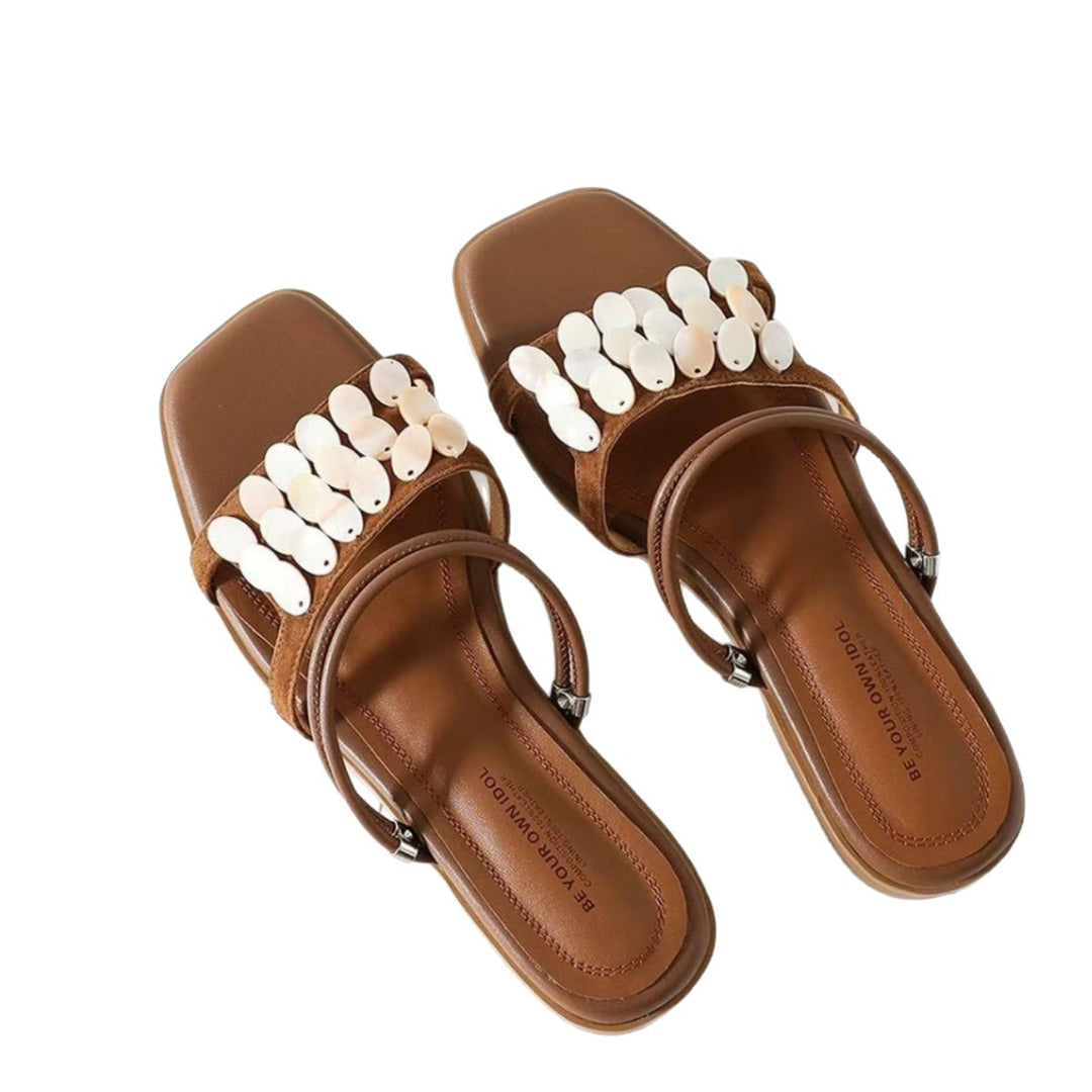 Damen Dekorative Riemchen-Sandalen mit glitternden Pailletten EB