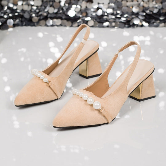 Damen Elegante Slingback-Pumps mit Perlenverzierung EB
