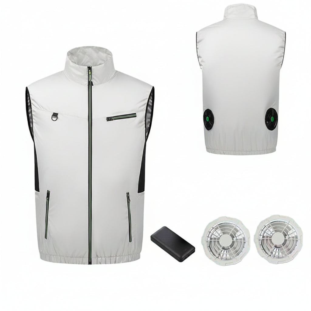Unisex nan leichte Ventilationsweste mit dualem Lüfteranschluss, austauschbaren Filtern und wasserabweisendem Material EB