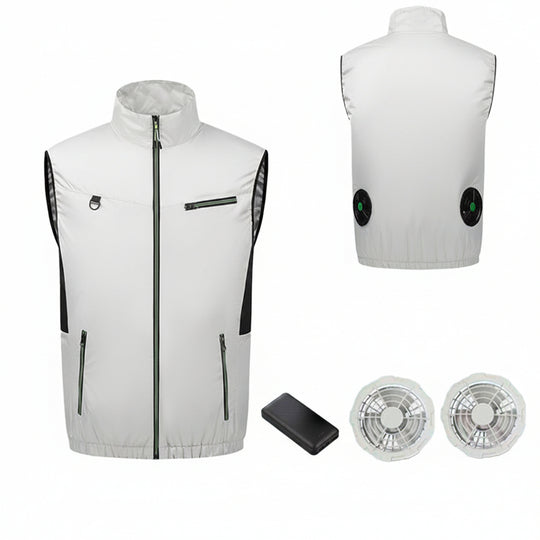 Unisex nan leichte Ventilationsweste mit dualem Lüfteranschluss, austauschbaren Filtern und wasserabweisendem Material EB