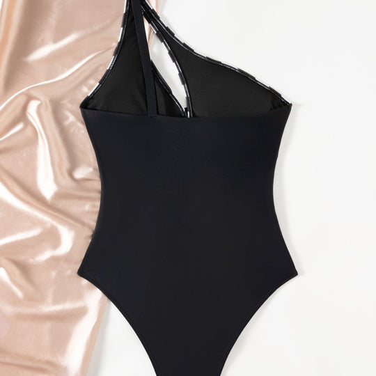 Damen Einteiliger Badeanzug mit modischem Streifenmuster und figurformendem Design EB