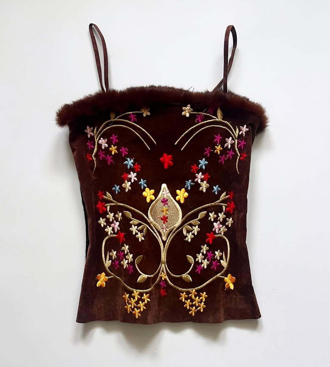 Damen Samt-Blusentop mit floralen Stickereien EB
