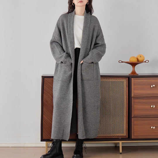 Damen Grob gestrickter Cardigan mit offenen Seiten und praktischen Taschen EB