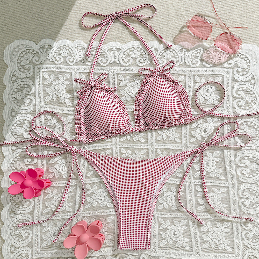 Damen Triangel-Bikini-Set mit verspielten Schleifen EB
