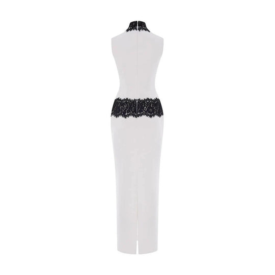 Damen Elegantes und figurbetontes Abendkleid mit Spitzenakzenten EB