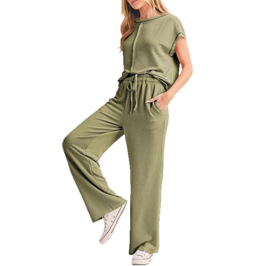 Damen Relaxed Fit Ripp-Loungewear-Set EB