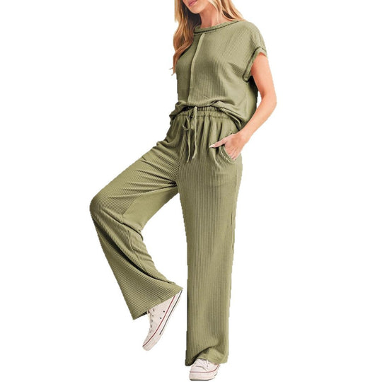Damen Relaxed Fit Ripp-Loungewear-Set EB