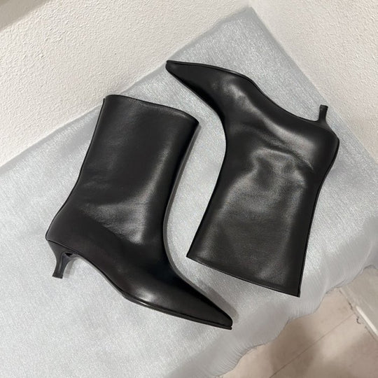 Damen elegante Stiefeletten mit spitzem Zehenbereich und geschmeidiger Lederoberfläche EB