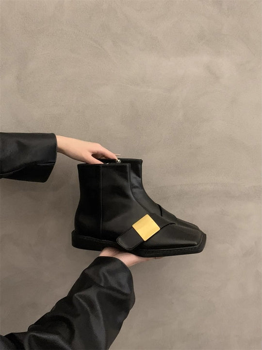 Damen elegante Stiefeletten mit modischer Schnallenverzierung EB