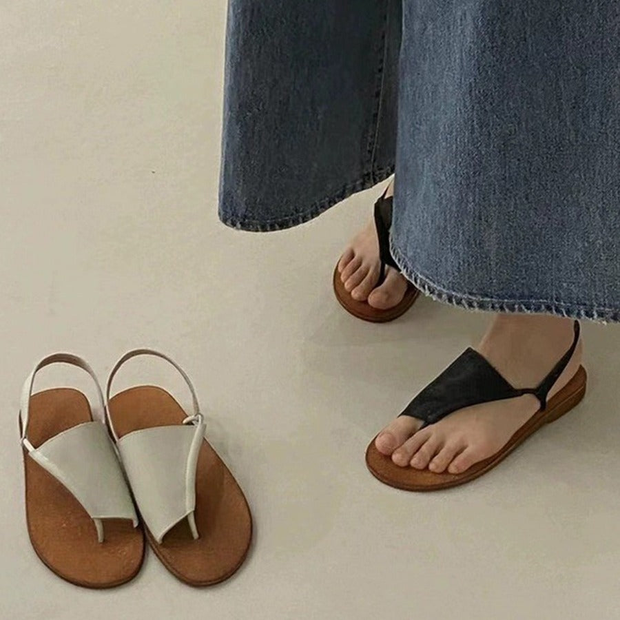 Damen Zehentrenner-Sandalen mit ergonomischem Fußbett aus hochwertigem Naturmaterial EB