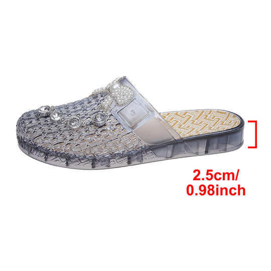 Damen Modische Glitzer-Clogs mit elegantem Schnallen-Design EB