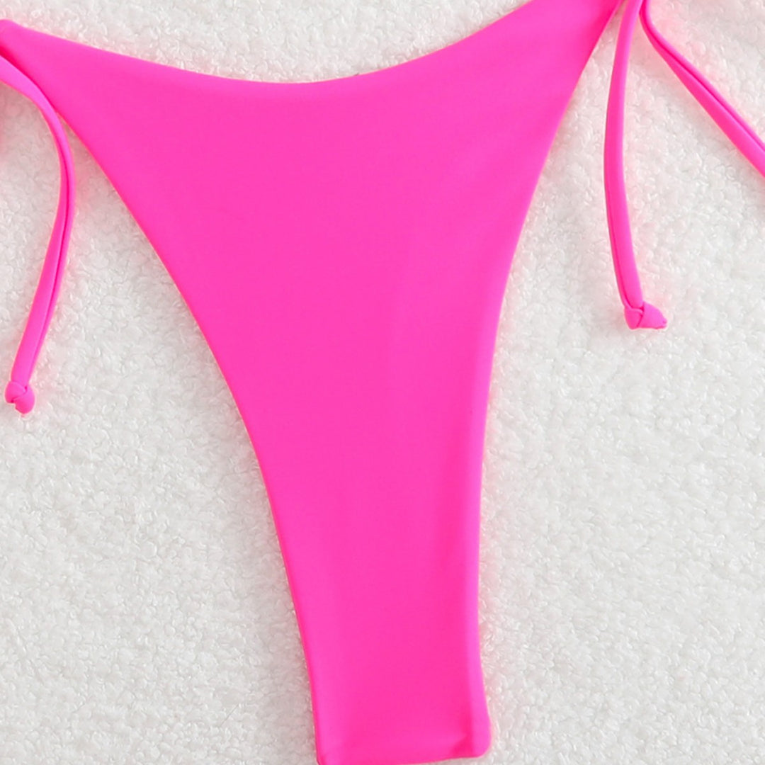 Damen Triangel-Bikini mit verspieltem Farbdesign und verstellbaren Bindebändern EB