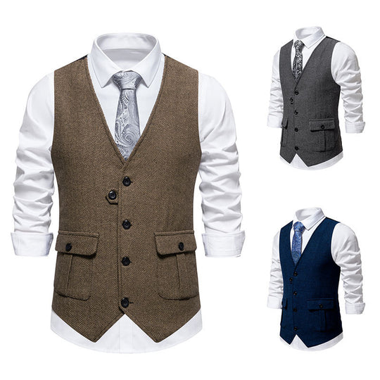 Herren elegante Weste im strukturierten Hahnentrittdesign EB