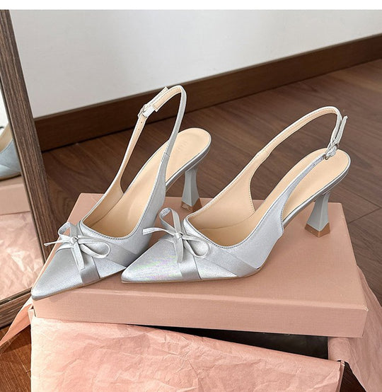 Damen Slingback Pumps mit zartem Schleifenakzent und elegantem Blockabsatz EB