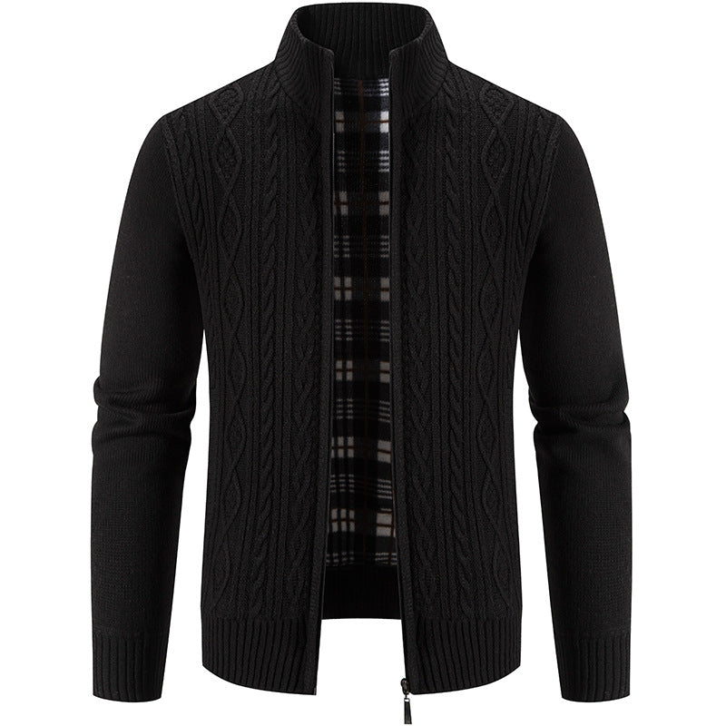 Herren Strickjacke mit hochschließendem Kragen und strukturiertem Design EB