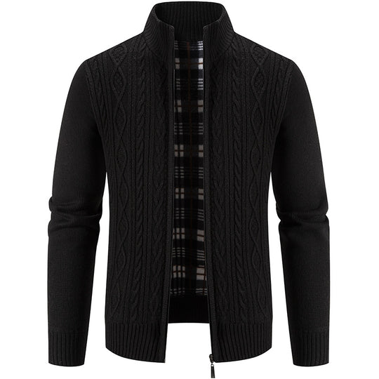 Herren Strickjacke mit hochschließendem Kragen und strukturiertem Design EB