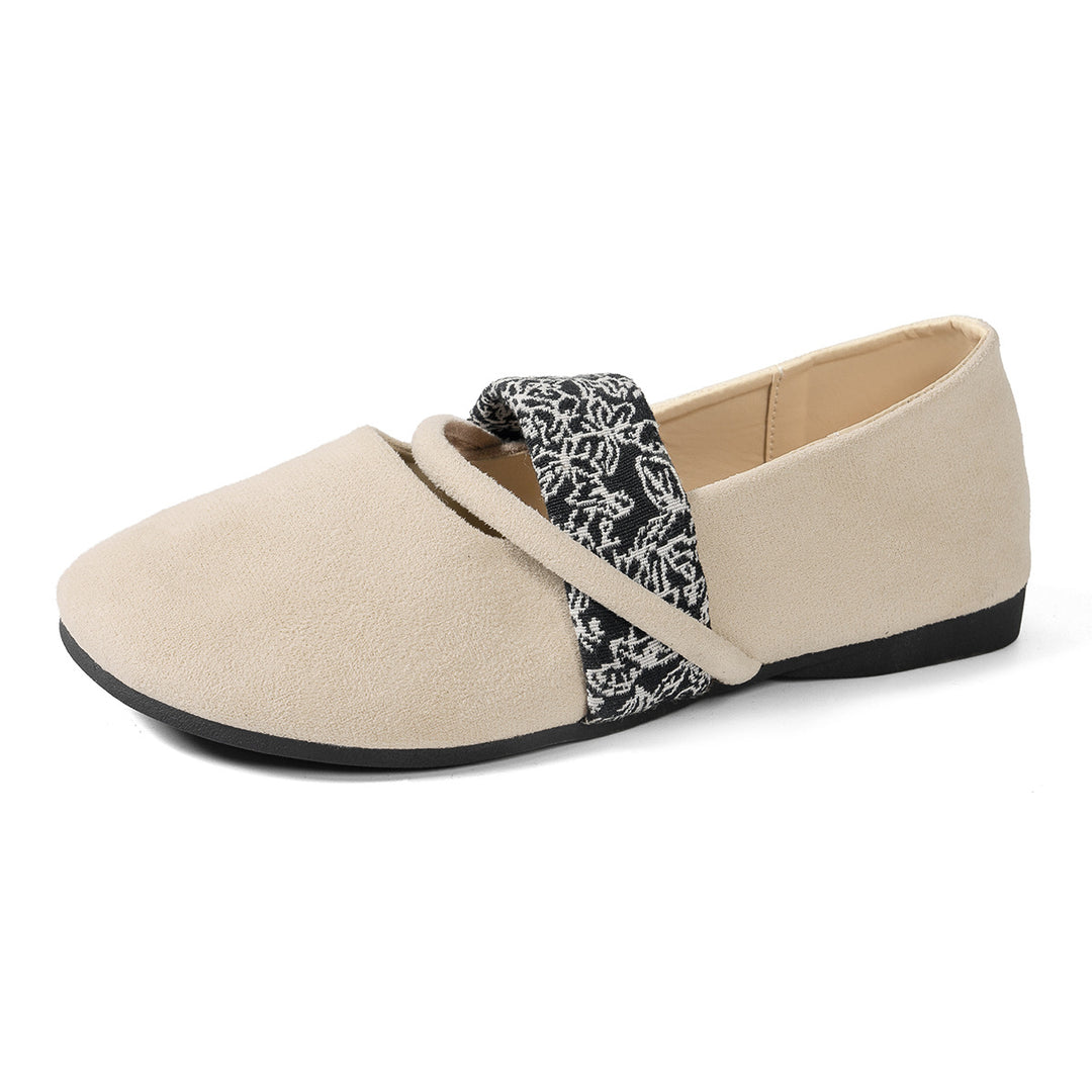 Damen bequeme Mokassins mit dekorativem Riemendesign EB