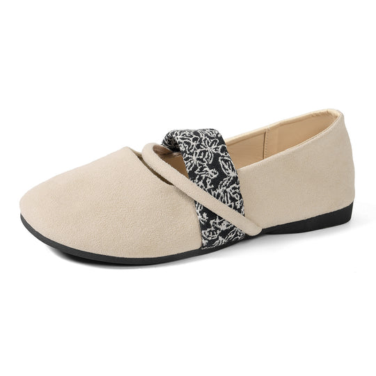 Damen bequeme Mokassins mit dekorativem Riemendesign EB