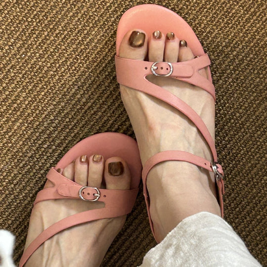 Damen Komfortable Riemchen-Sandalen mit verstellbarem Schnallenverschluss EB