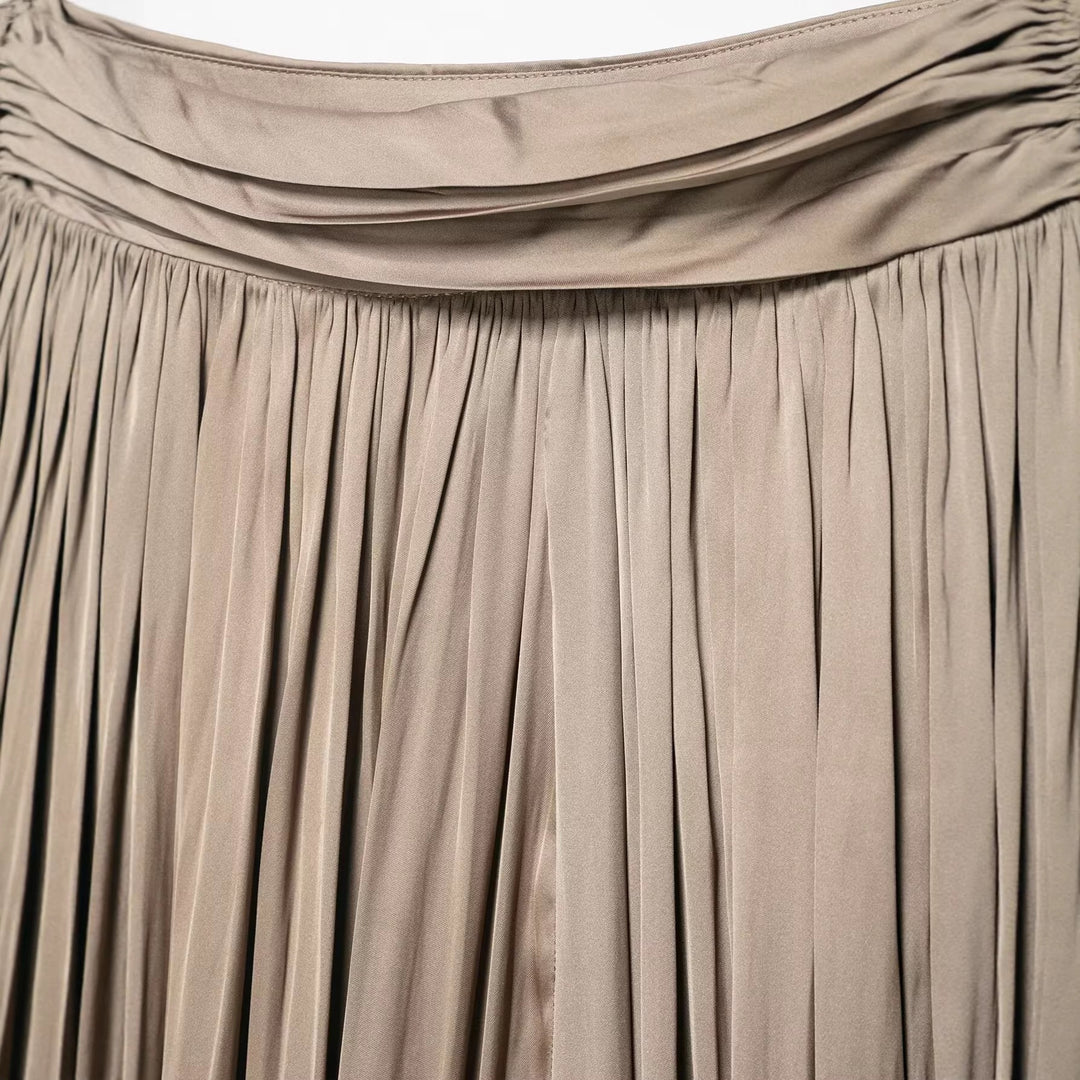 Damen Hochwertige Plisseehose mit elastischem Bund und schmalem Bein EB