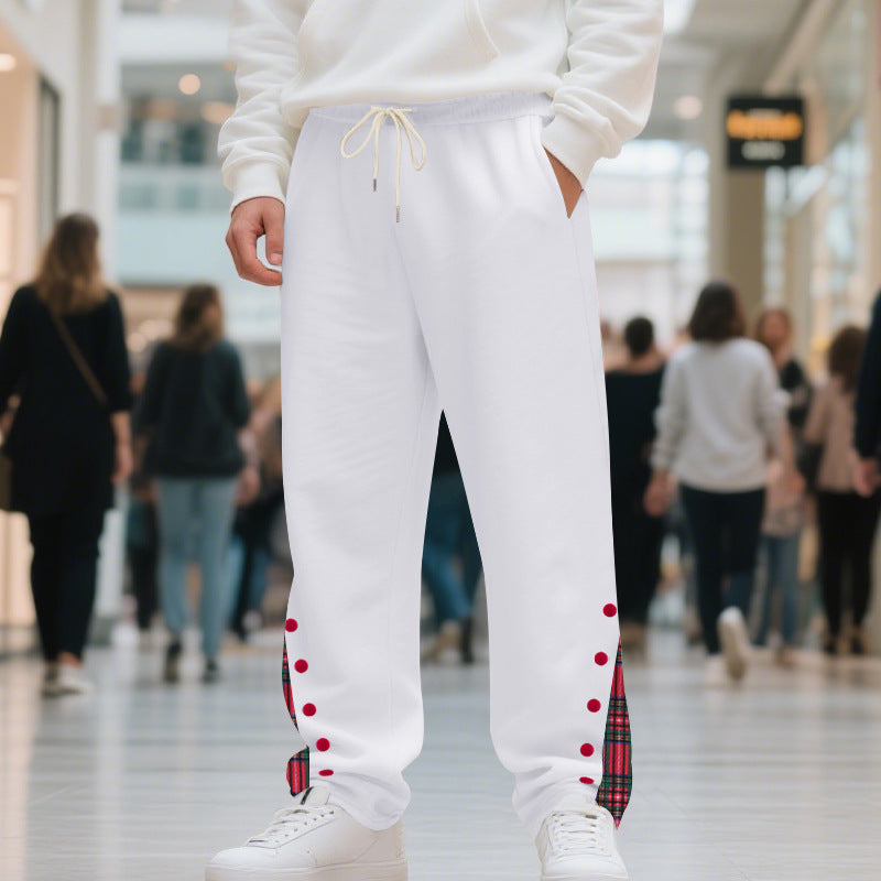 Herren Relaxed-Fit Jogginghose mit Karo-Seitenpasse, Druckknopfleiste & Kordelzug EB
