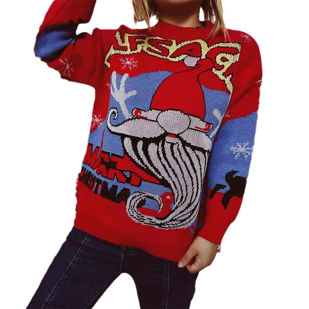 Damen Weihnachts-Pullover mit festlichem Rentier-Motiv und kreativen Designs EB