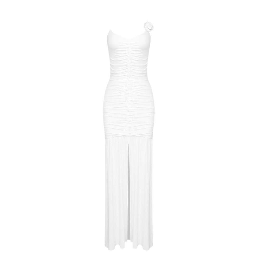Damen Wickelkleid mit raffinierten Falten und verspielt Blumendetails EB