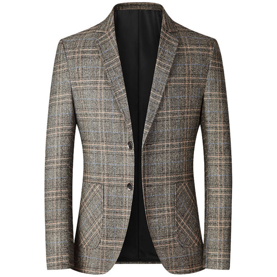 Herren Kariertes Wollmix-Sakko Slim Fit mit schmalem Revers EB