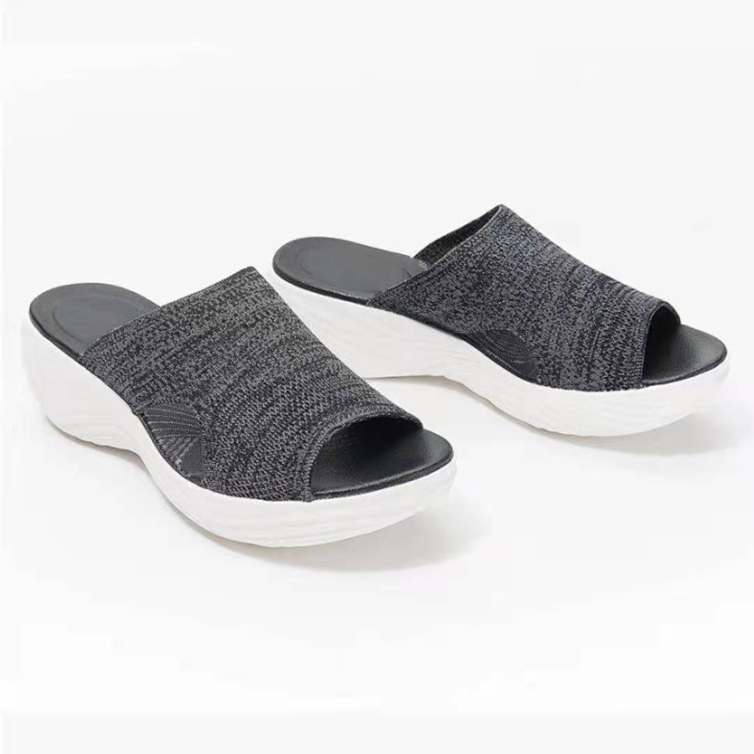 Damen elegante Wedge-Pantoletten mit atmungsaktivem Obermaterial EB