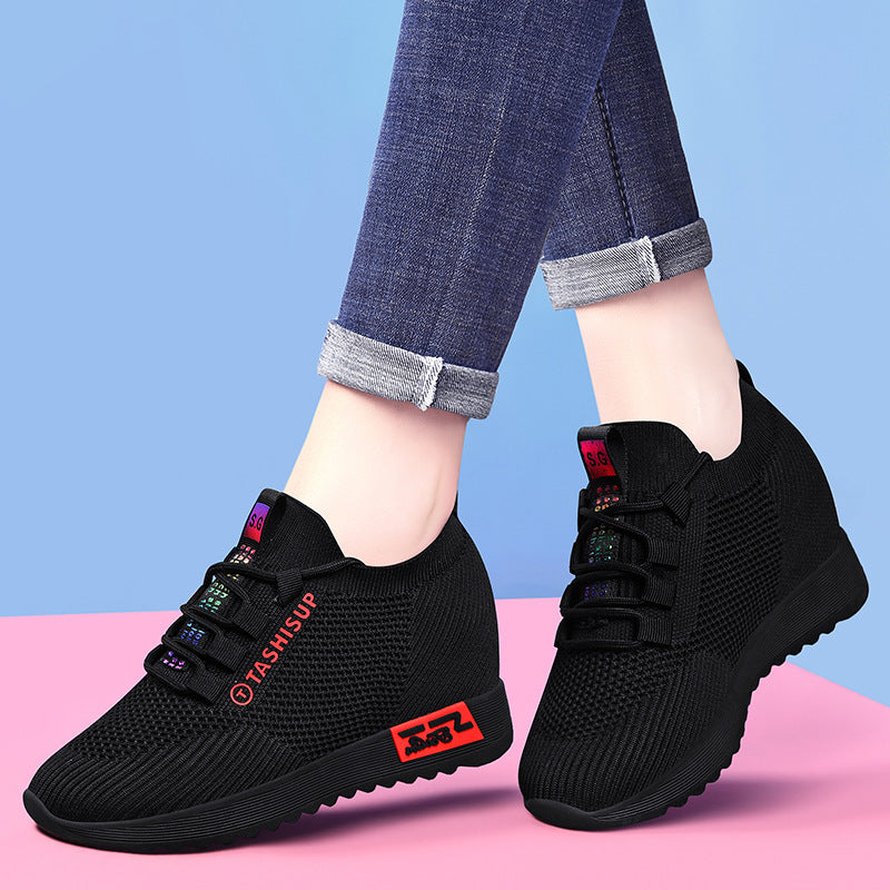 Damen Hochschnitt Sneakers mit atmungsaktiver Mesh-Oberfläche und komfortabler Wedge-Sohle EB