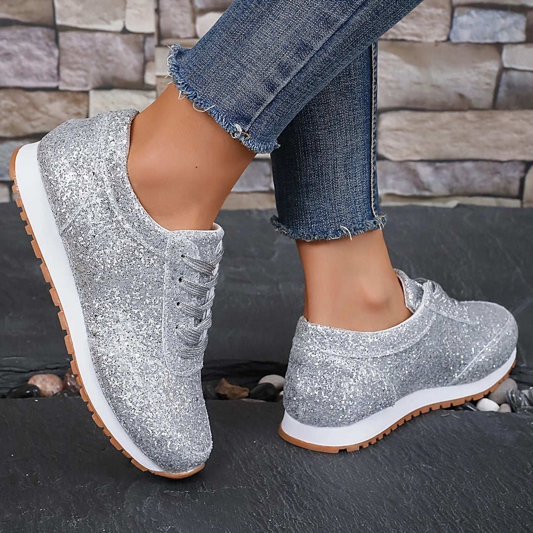 Damen Glitzernde Freizeitschuhe mit rutschfester Sohle und gepolstertem Fußbett EB