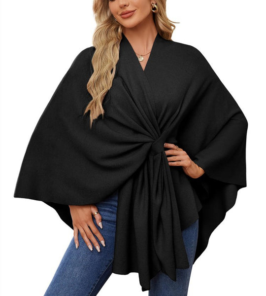 Damen Eleganter Wickelpullover mit asymmetrischem Schnitt EB