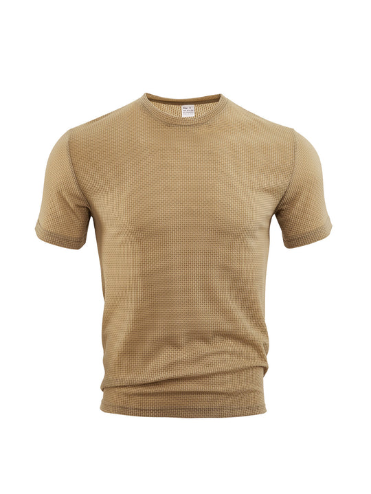 Herren nan Waffelstruktur-T-Shirt mit Rundhalsausschnitt und körpernaher Passform EB