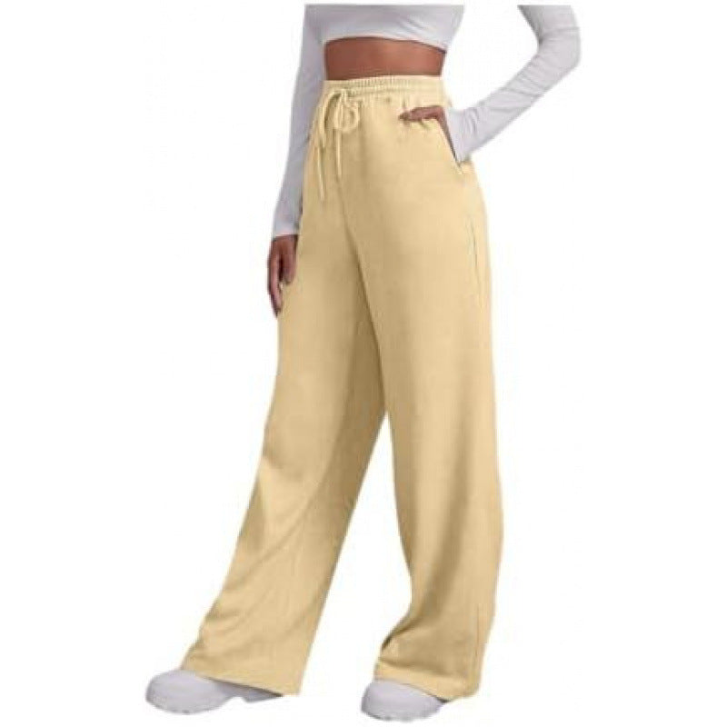 Damen nan fließende High-Waist Palazzo-Loungehose aus leichtem Jersey mit Elastikbund und praktischen Eingrifftaschen EB