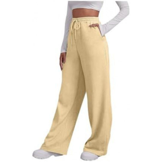 Damen nan fließende High-Waist Palazzo-Loungehose aus leichtem Jersey mit Elastikbund und praktischen Eingrifftaschen EB
