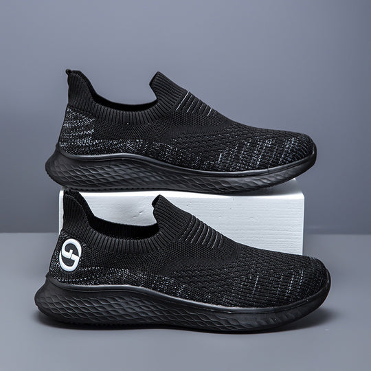 Damen Bequeme Slip-On Sneakers mit atmungsaktivem Strickmaterial und rutschfester Sohle EB